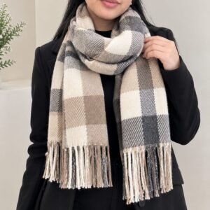 Chalina Elegance Cuadros Beige y Gris